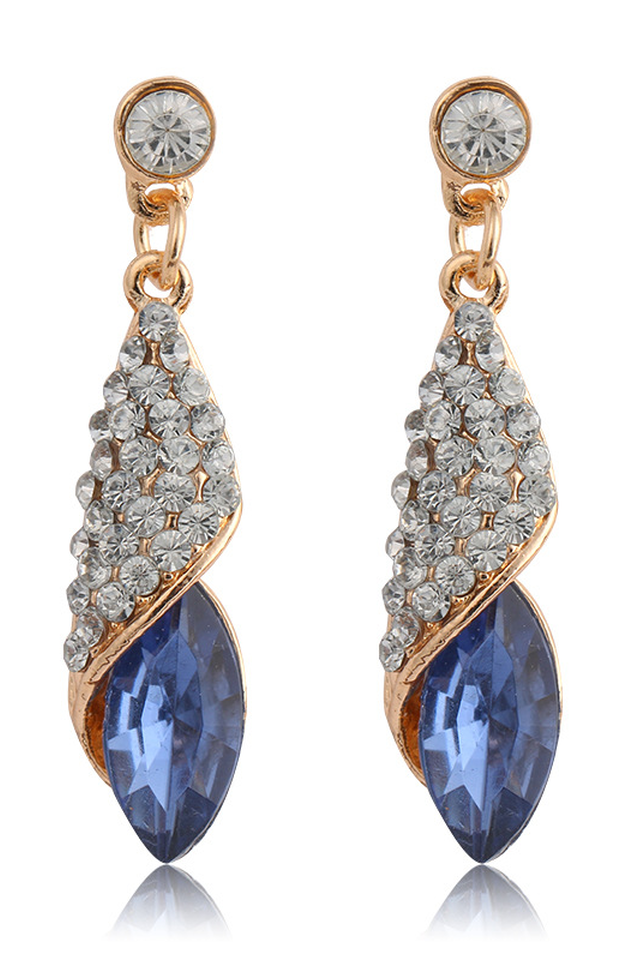 Lange Kristal Dangle Oorbellen-Ringen-Calora-Paars-Calora