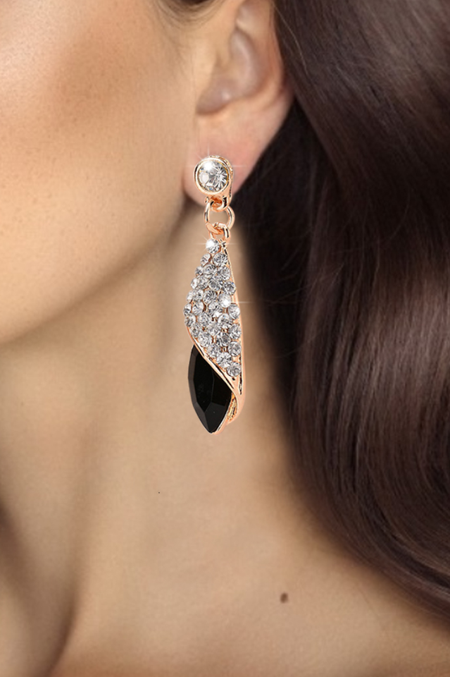 Lange Kristal Dangle Oorbellen-Ringen-Calora-Paars-Calora