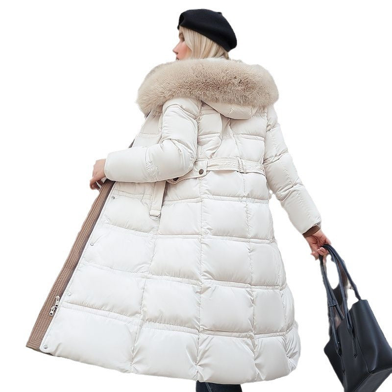 CALORA_ Lange Winterjas voor Vrouwen met Bontkraag en Riem