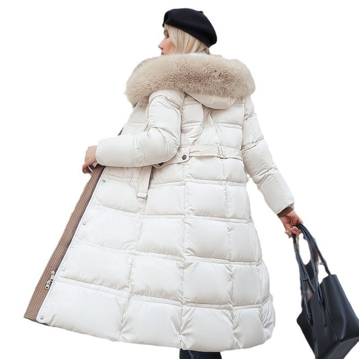 CALORA_ Lange Winterjas voor Vrouwen met Bontkraag en Riem