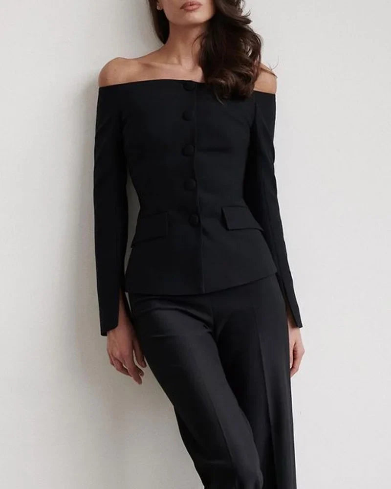 CALORA_ Láure Miron | Elegante Button Up overhemd en broek set