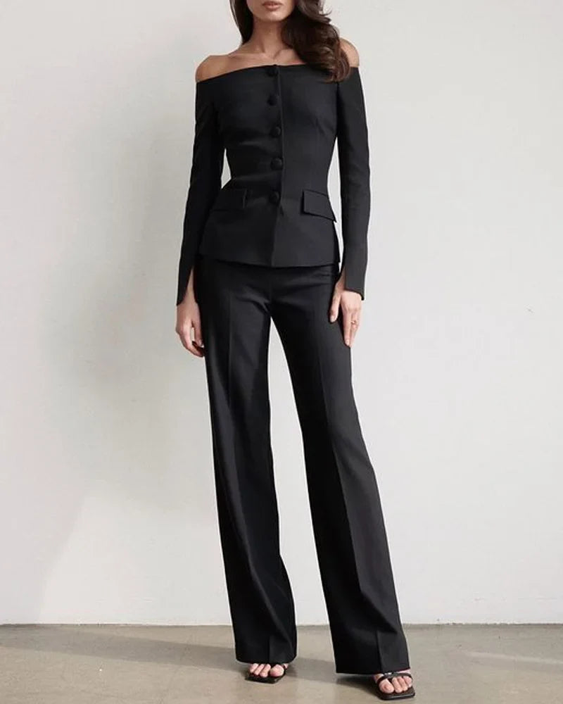CALORA_ Láure Miron | Elegante Button Up overhemd en broek set