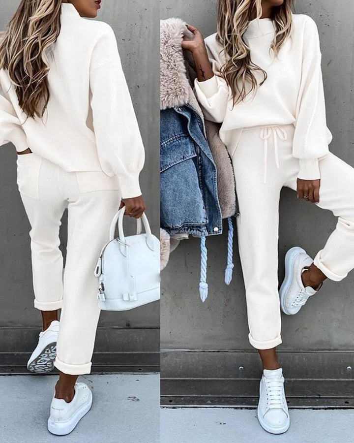 Lavena | Comfy Zacht Dames Joggingpak-Sets & Pakken-Calora-Beige-S-Calora