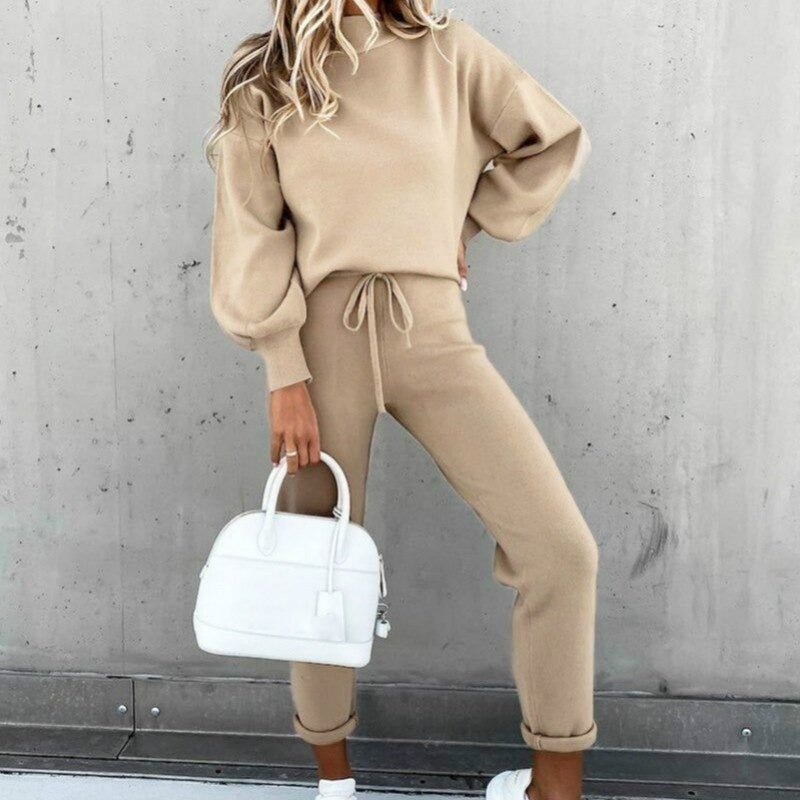 Lavena | Comfy Zacht Dames Joggingpak-Sets & Pakken-Calora-Beige-S-Calora
