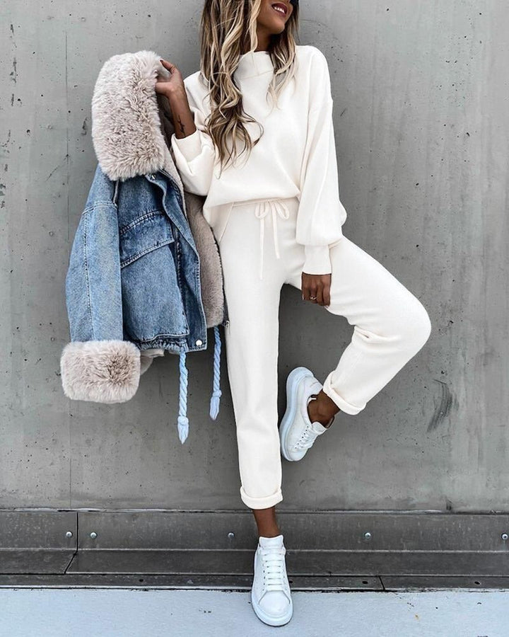 Lavena | Comfy Zacht Dames Joggingpak-Sets & Pakken-Calora-Beige-S-Calora