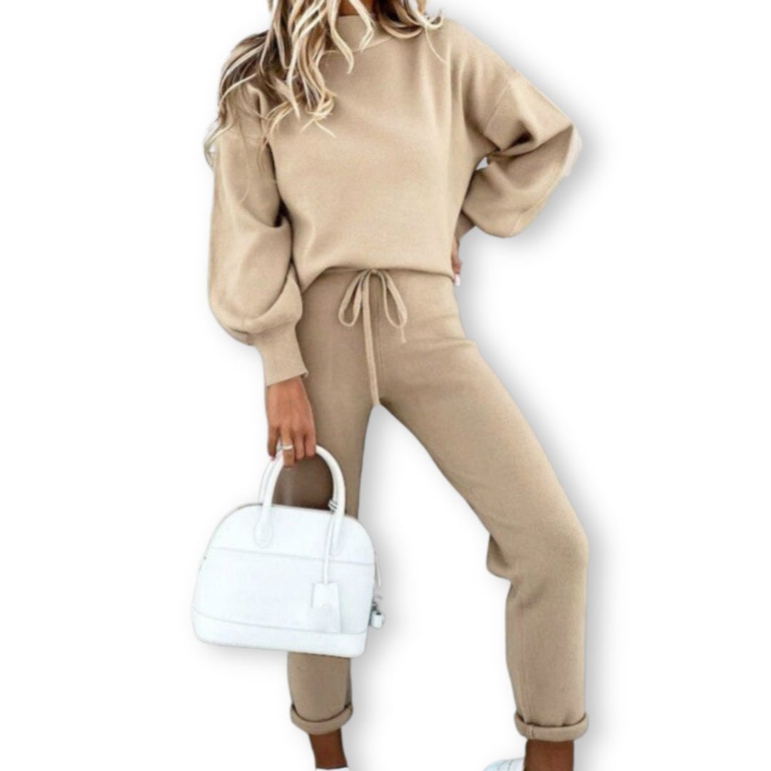 Lavena | Comfy Zacht Dames Joggingpak-Sets & Pakken-Calora-Beige-S-Calora