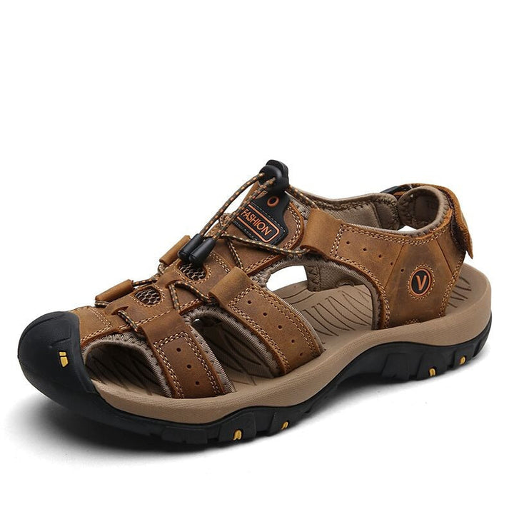 CALORA_ Lederen Wandel Sandalen met Verstelbare Gespen en Binnenzool