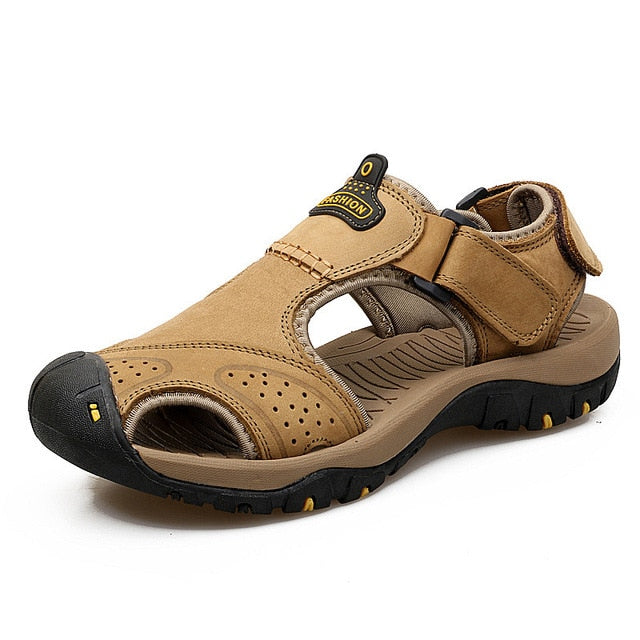 CALORA_ Lederen Wandel Sandalen met Verstelbare Gespen en Binnenzool