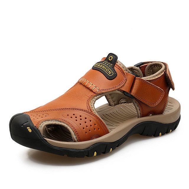 CALORA_ Lederen Wandel Sandalen met Verstelbare Gespen en Binnenzool