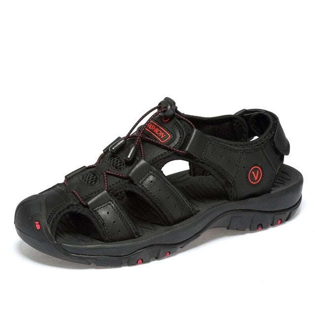 CALORA_ Lederen Wandel Sandalen met Verstelbare Gespen en Binnenzool
