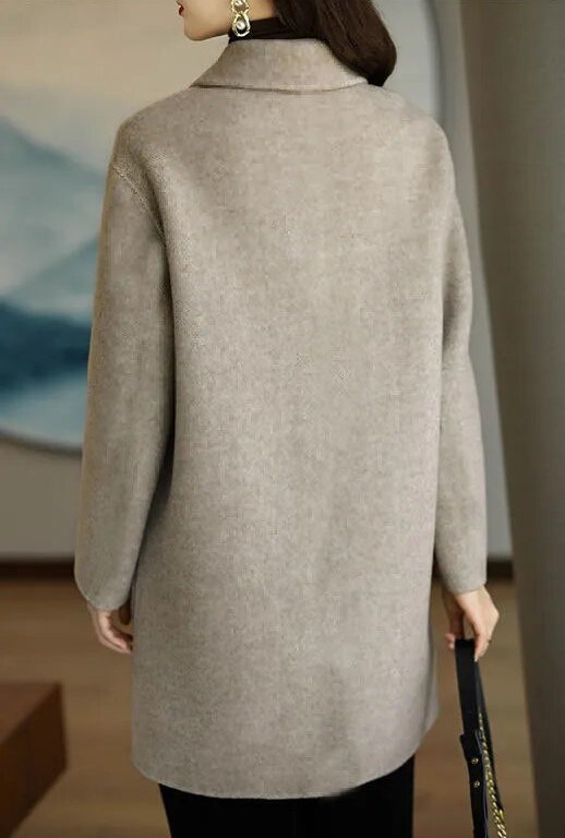Lena | Wollen katoenen dames winterjas-Zomer Jassen-Calora-Beige-M-Calora
