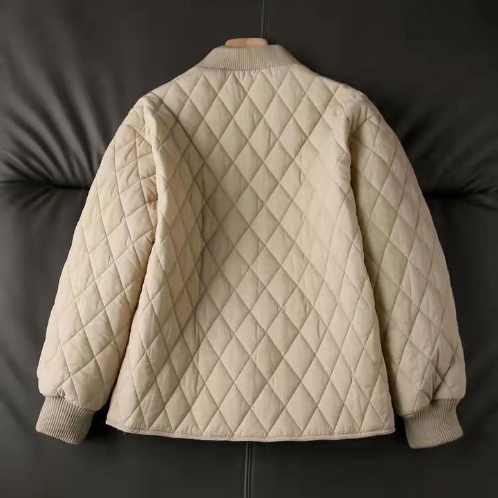 Lennie | Dames bomberjack met diamantpatroon-Zomer Jassen-Calora-Beige-M-Calora