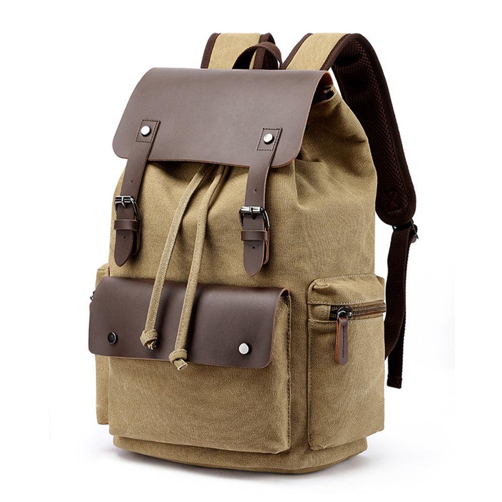 Leren Canvas Laptop Essentials Rugzak - Backpack-Elektronica/Gadgets-Calora-Khaki-Calora