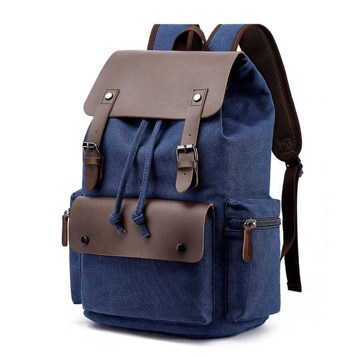 Leren Canvas Laptop Essentials Rugzak - Backpack-Elektronica/Gadgets-Calora-Marineblauw-Calora