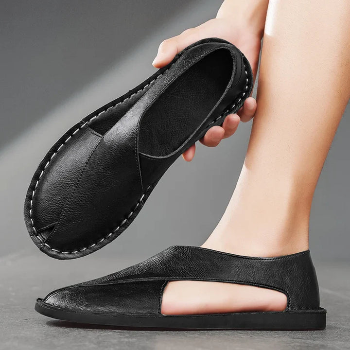 CALORA_ Leren Crossover Sandalen voor Casual en Elegante Zomerlook