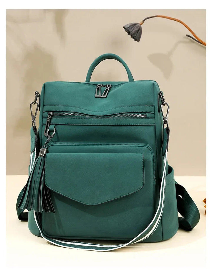 CALORA_ Leren Dames Rugzak met Extra Tas voor Kleine Voorwerpen