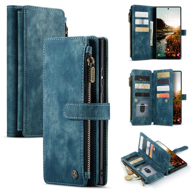 CALORA_ Leren Portemonnee Hoes met Rits voor Samsung Galaxy