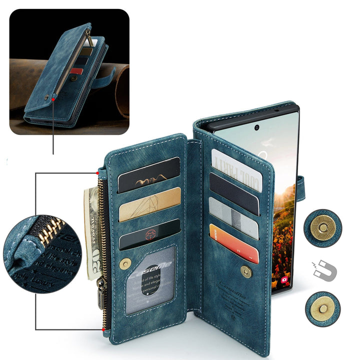 CALORA_ Leren Portemonnee Hoes met Rits voor Samsung Galaxy