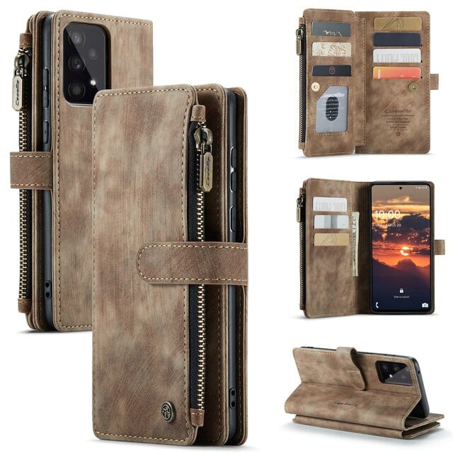 CALORA_ Leren Rits Portemonnee Hoes voor Samsung Galaxy A-Serie