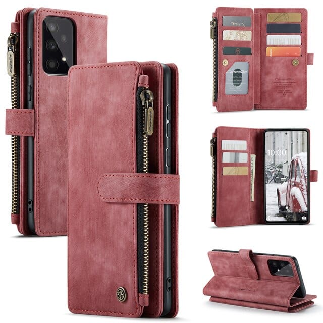 CALORA_ Leren Rits Portemonnee Hoes voor Samsung Galaxy A-Serie