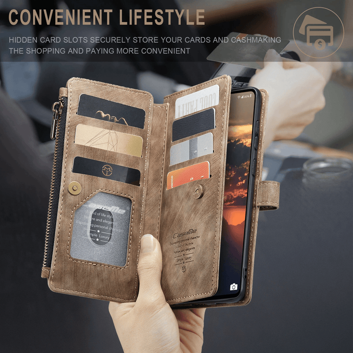 CALORA_ Leren Rits Portemonnee Hoes voor Samsung Galaxy A-Serie