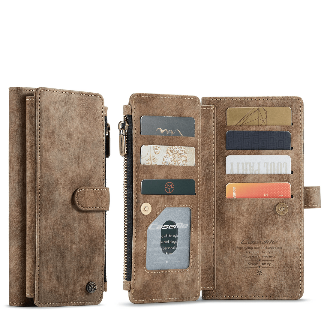 CALORA_ Leren Rits Portemonnee Hoes voor Samsung Galaxy A-Serie