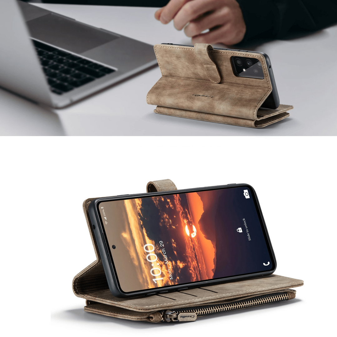 CALORA_ Leren Rits Portemonnee Hoes voor Samsung Galaxy A-Serie