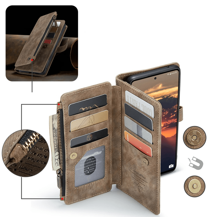CALORA_ Leren Rits Portemonnee Hoes voor Samsung Galaxy A-Serie