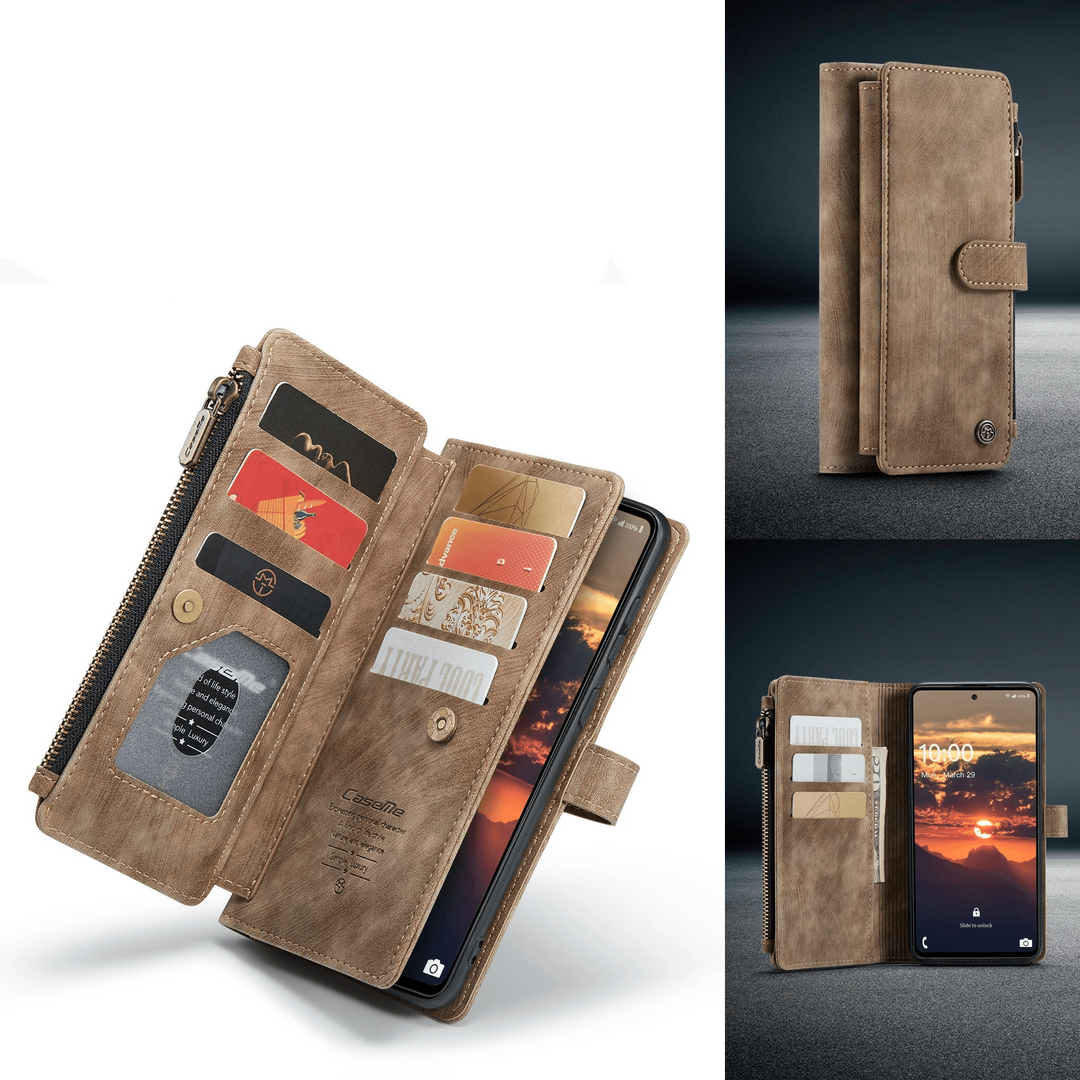 CALORA_ Leren Rits Portemonnee Hoes voor Samsung Galaxy A-Serie