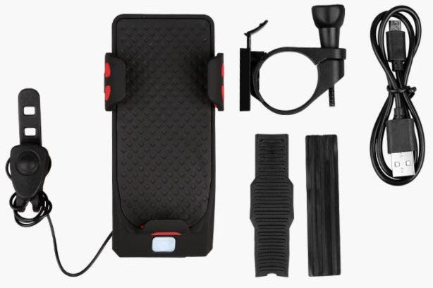 CALORA_ LEVIT Bikes | 4-in-1 Telefoonhouder, Powerbank, Verlichting & Claxon