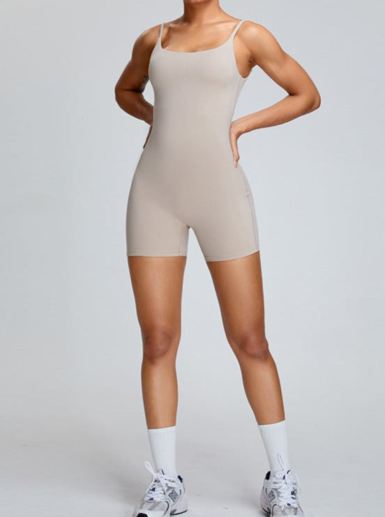 CALORA_ Licht Khaki Mouwloze Sexy Actieve Jumpsuit voor Vrouwen