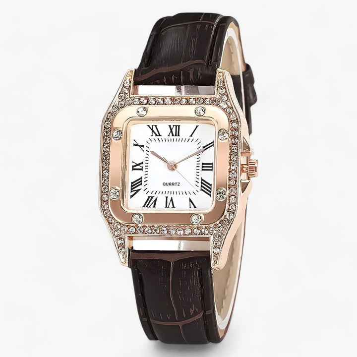 Lijoux | Horloge met quartz lederen wijzerplaat-Horloges-Calora-Bruin-Calora