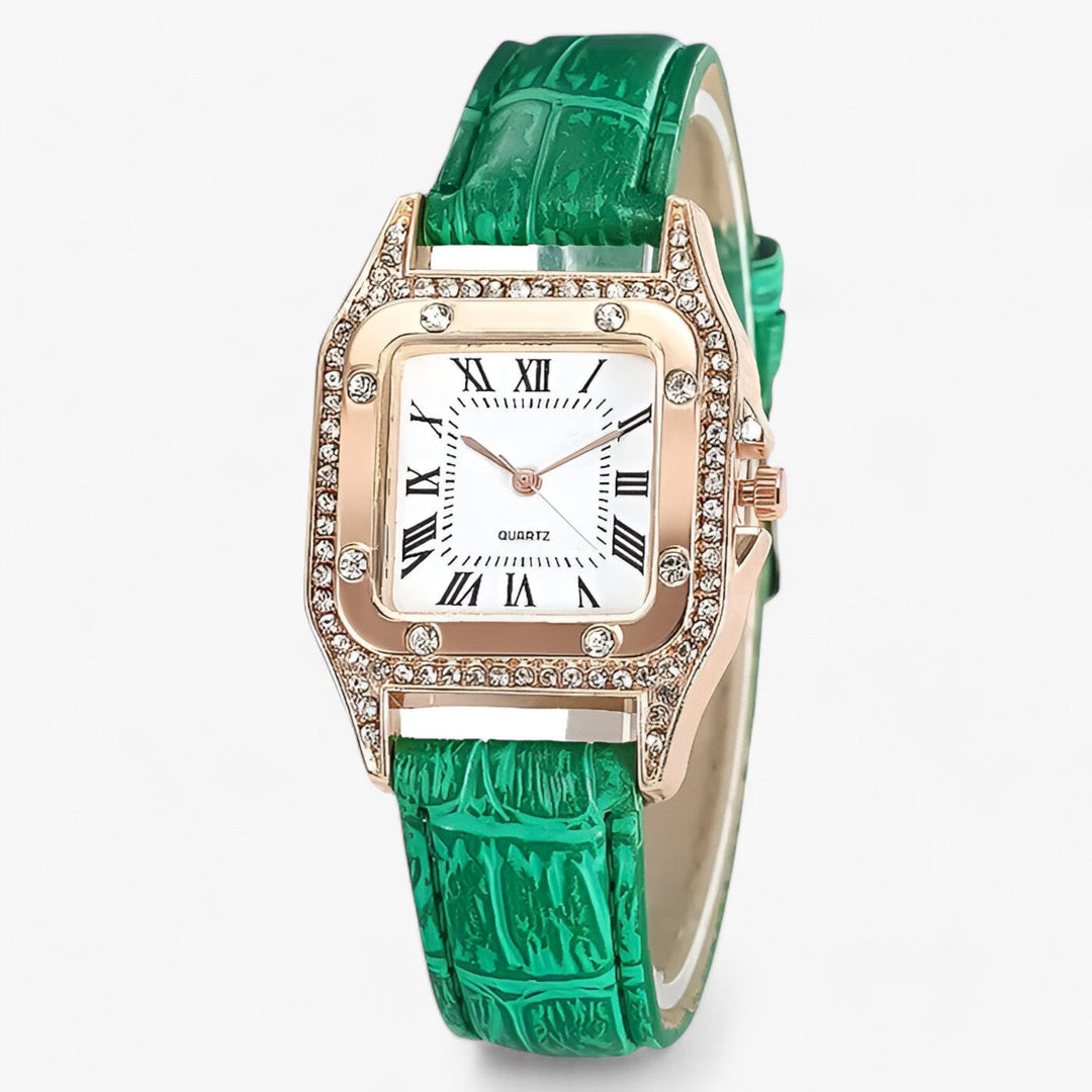 Lijoux | Horloge met quartz lederen wijzerplaat-Horloges-Calora-Groen-Calora