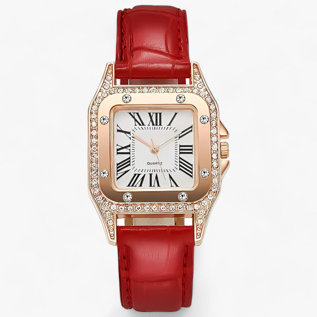 Lijoux | Horloge met quartz lederen wijzerplaat-Horloges-Calora-Rood-Calora