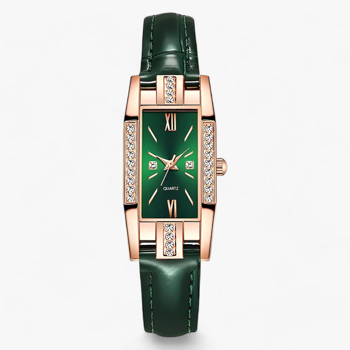 Lijoux | Rechthoekig Damespolshorloge met Diamanten-Horloges-Calora-Groen-Calora