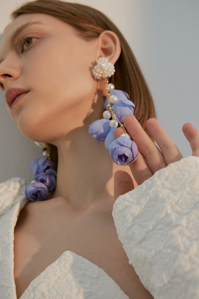 Lina | Elegante Bloemvormige Druppel Oorbellen-Armbanden-Calora-Paars-Calora