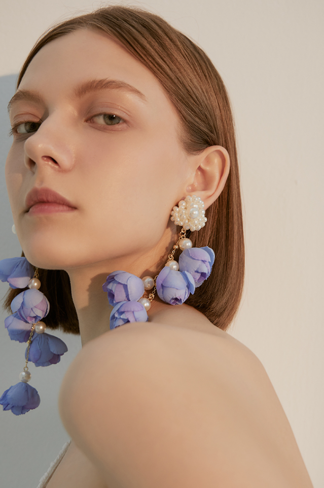 Lina | Elegante Bloemvormige Druppel Oorbellen-Armbanden-Calora-Paars-Calora