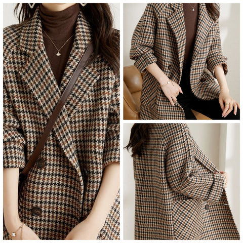 CALORA_ Lineva | Elegante Geruite Warme Jas voor dames