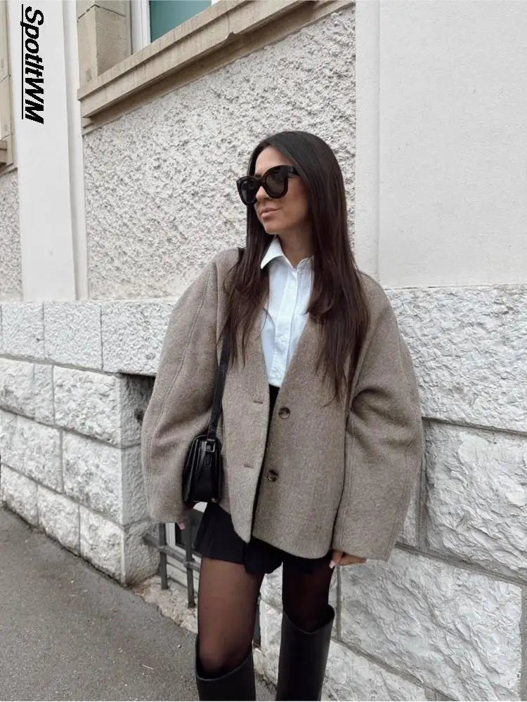Lise | Vintage Blazer knopen voor Dames-Blazers & Vesten-Calora-Lichtgrijs-S-Calora