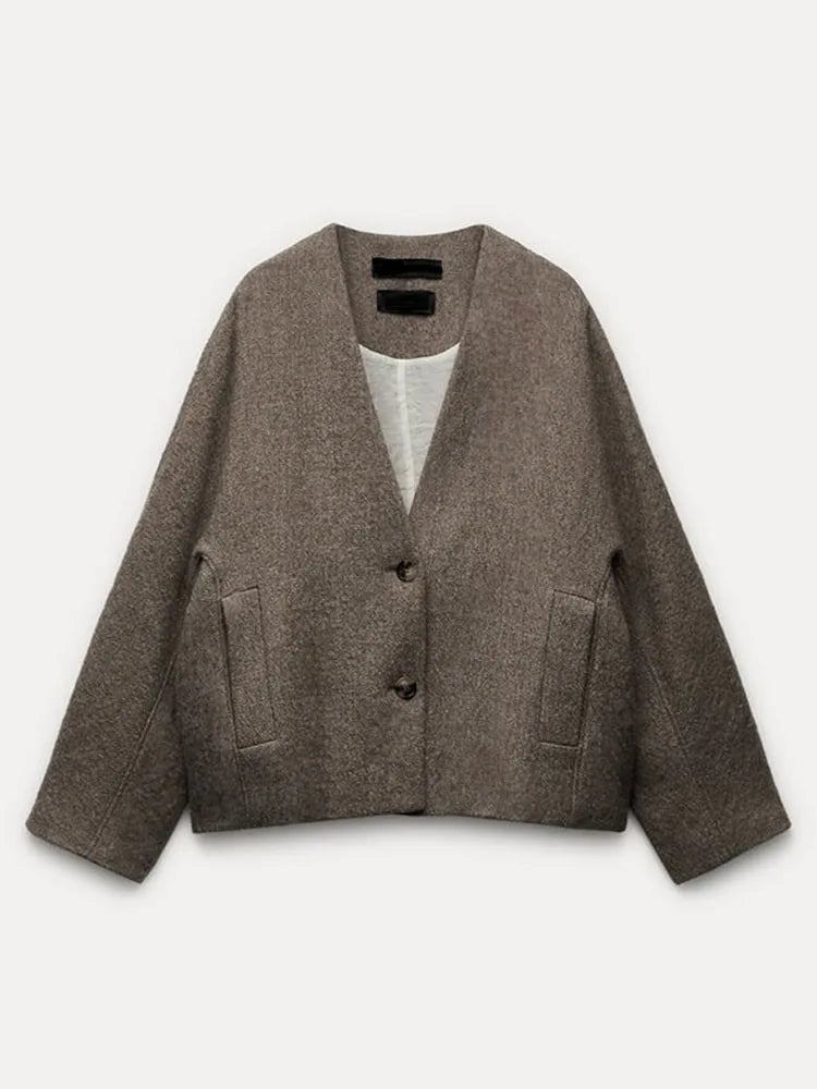 Lise | Vintage Blazer knopen voor Dames-Blazers & Vesten-Calora-Lichtgrijs-S-Calora