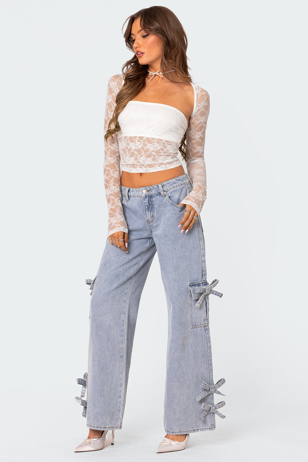 Livia | Tweedelige kanten top-Blouses-Calora-Zwart-S-Calora