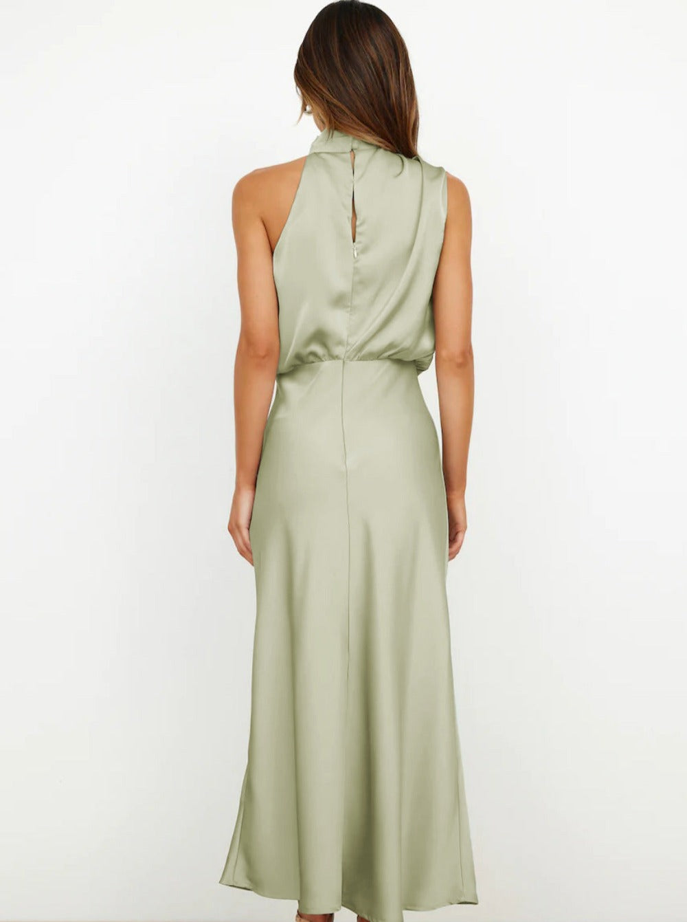 Loreto | Verleidelijke Elegante Lichtgroene Halterjurk-Zomer Jurken-Calora-S-Calora