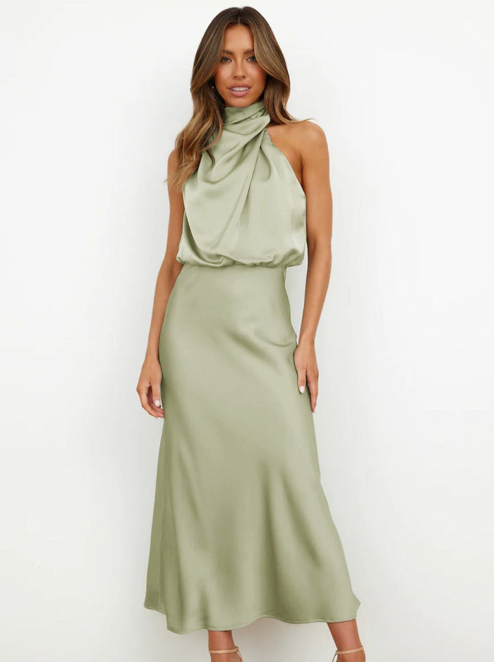 Loreto | Verleidelijke Elegante Lichtgroene Halterjurk-Zomer Jurken-Calora-S-Calora