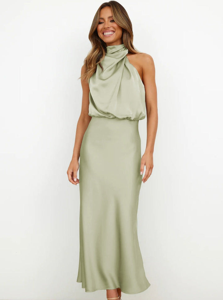 Loreto | Verleidelijke Elegante Lichtgroene Halterjurk-Zomer Jurken-Calora-S-Calora