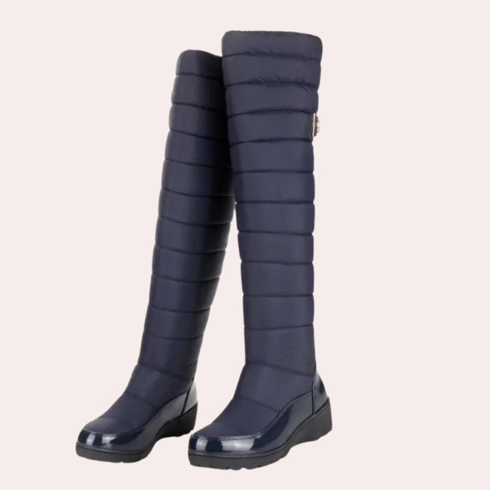 Lorien | Warme overknee chique Laarzen-Laarzen-Calora-Marineblauw-35-Calora