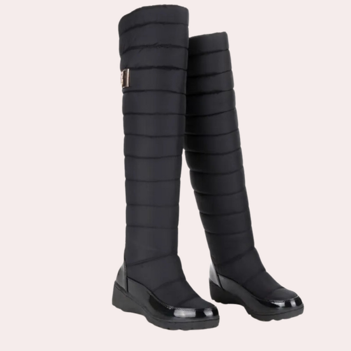 Lorien | Warme overknee chique Laarzen-Laarzen-Calora-Zwart-35-Calora