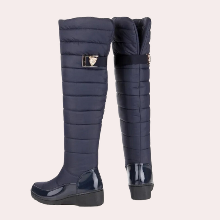 Lorien | Warme overknee chique Laarzen-Laarzen-Calora-Zwart-35-Calora