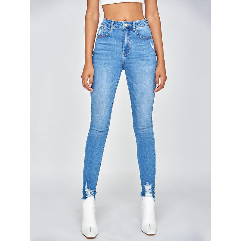 Lorine | Skinny Jeans met hoge taille en wassing-Pantalons-Calora-Blauw-XS-Calora