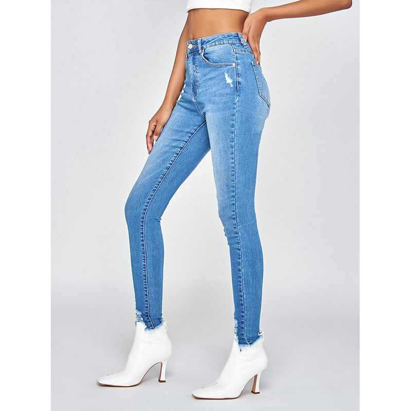Lorine | Skinny Jeans met hoge taille en wassing-Pantalons-Calora-Blauw-XS-Calora