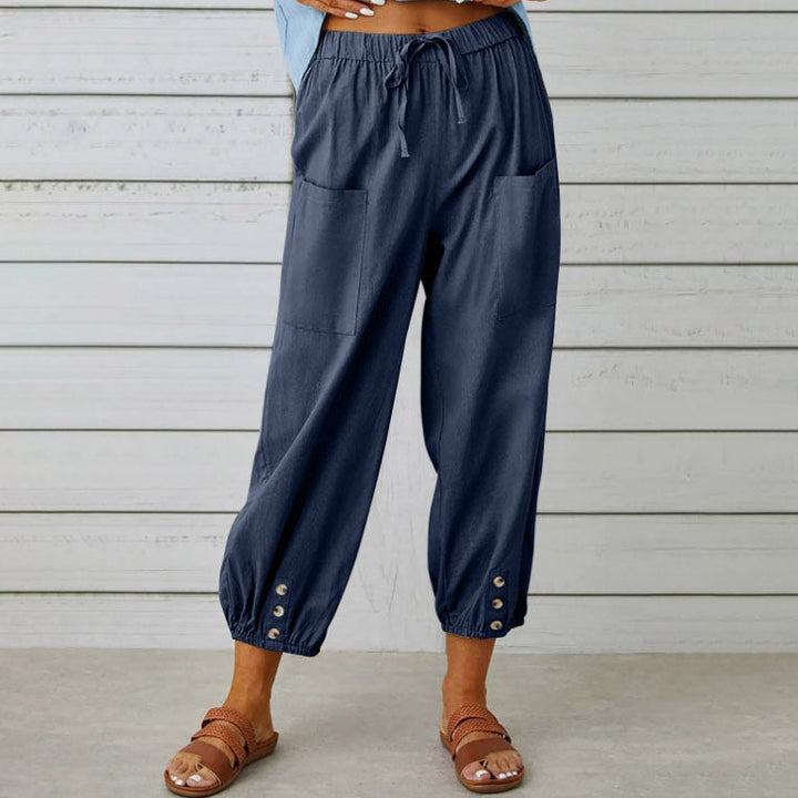 Losse Broek met wijde pijpen-Wijde Broeken-Calora-Wit-S-Calora